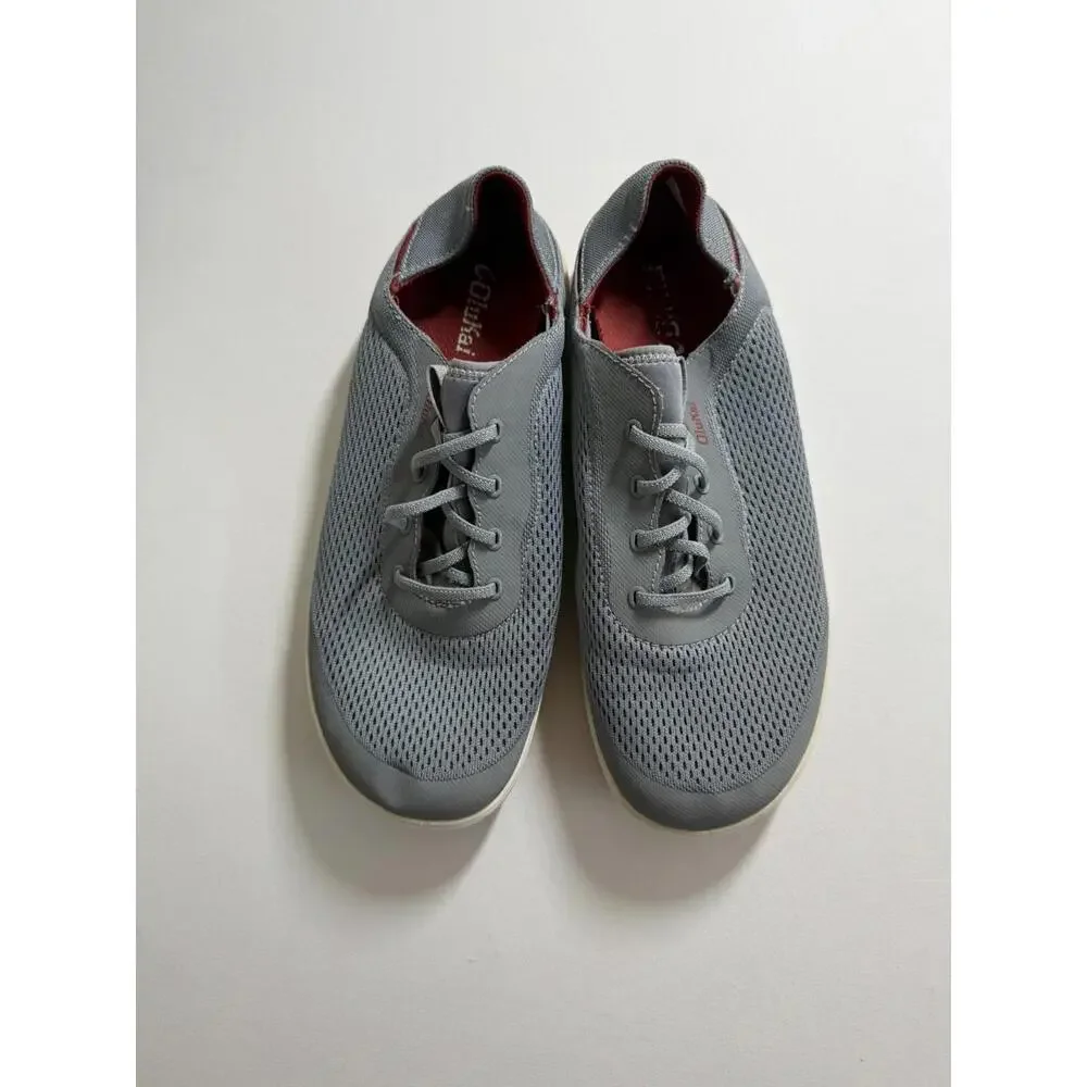 Olukai Moku Pae Shoes Sneakers Men's 10 Gray Mesh Slip On Casual Boat Loafers - Picture 3 of 7